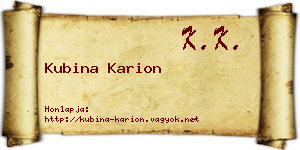 Kubina Karion névjegykártya